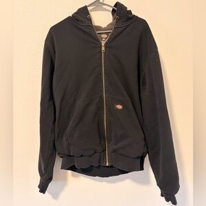 Dickies XL Black Full Zip Hoodie Heavyweight Thermal Lined Workwear Jacket READ